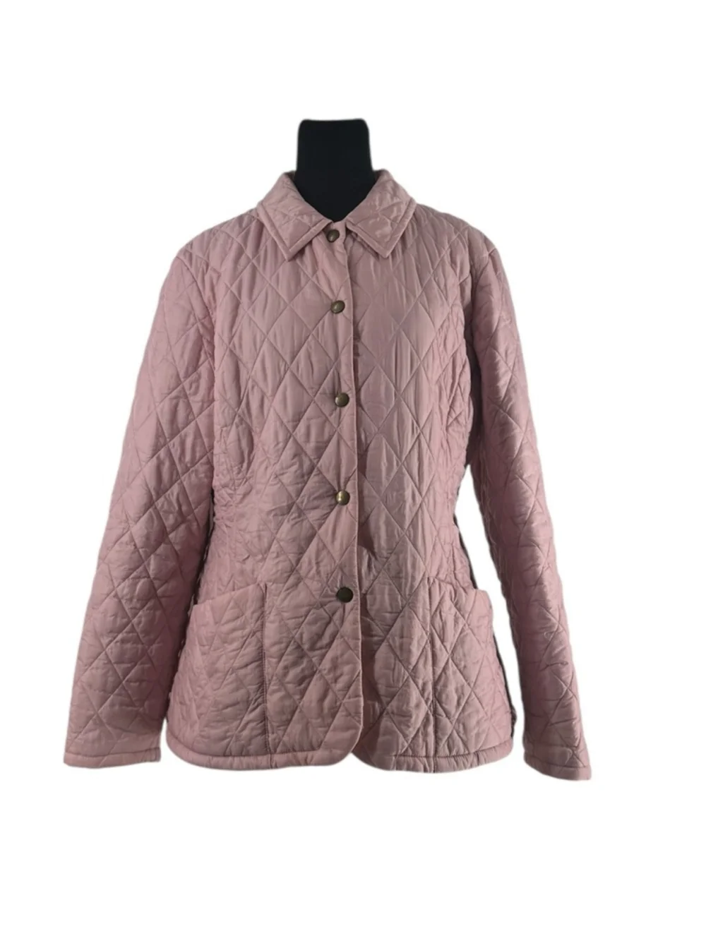 Barbour Quilted chore Jacket light pink light weight snap button sz 8